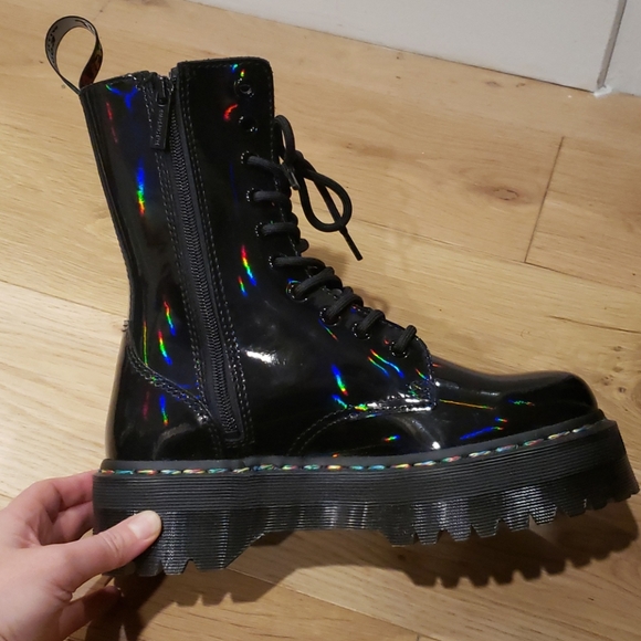Dr. Martens Shoes - New Jadon HI Dr Martens black rainbow patent 8 zip